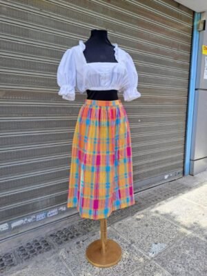 80's vintage plaid midi skirt