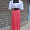 80's vintage viscose midi coral skirt