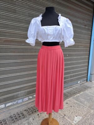 80's vintage viscose midi coral skirt