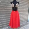 vintage A line red skirt with buttons and belt