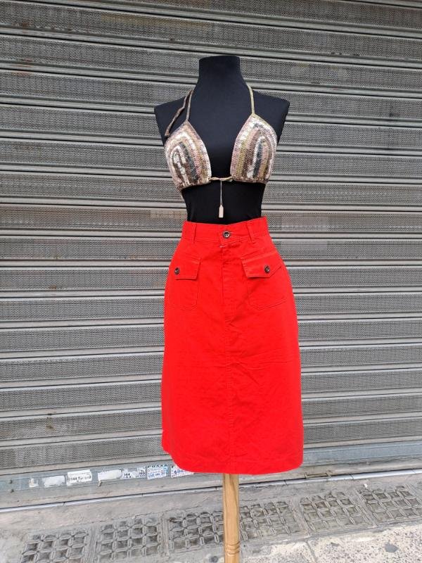 vintage A line red denim skirt - Image 4