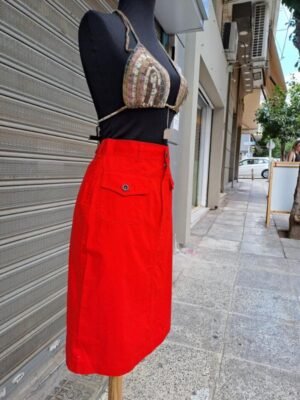 Alternative view of vintage A line red denim skirt