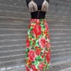 70's vintage floral A line midi skirt