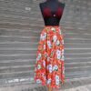 70's vintage floral A line midi skirt