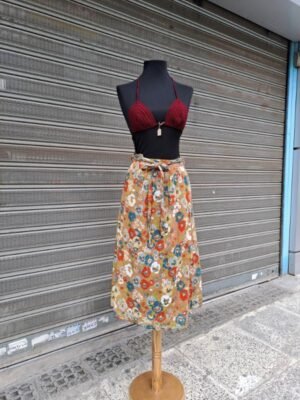 80's vintage cotton floral midi skirt