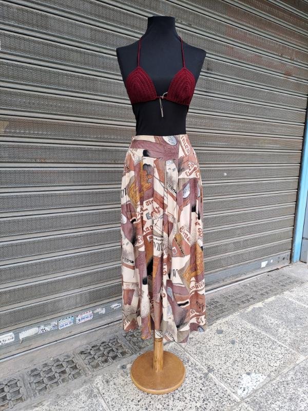80's vintage patterned midi skirt - Image 2