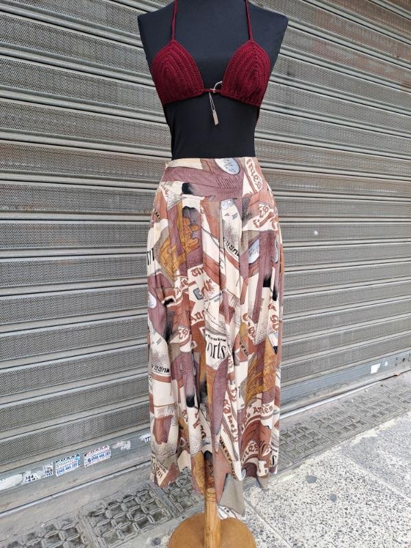 80's vintage patterned midi skirt - Image 4
