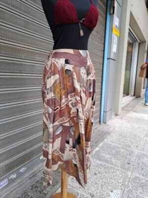 80's vintage patterned midi skirt