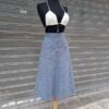 70's vintage A line denim floral skirt with pockets