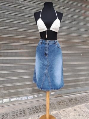 vintage denim A line midi skirt