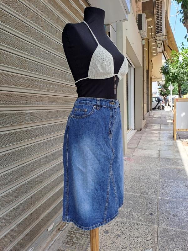 vintage denim A line midi skirt - Image 3