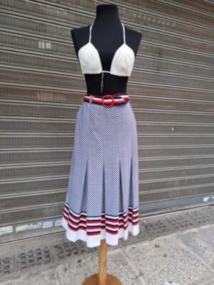 vintage petit carreaux midi skirt with belt