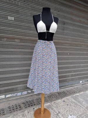 70's vintage A line floral midi skirt