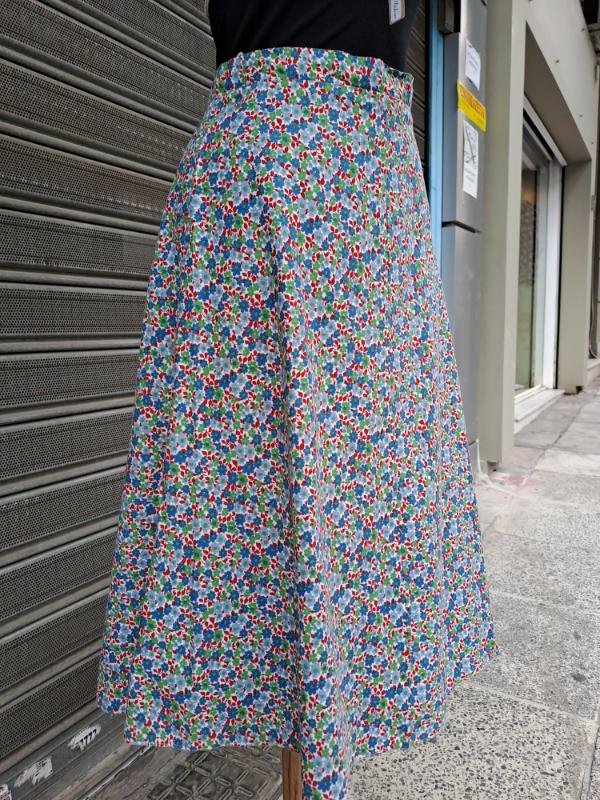70's vintage cotton A line floral midi skirt - Image 6