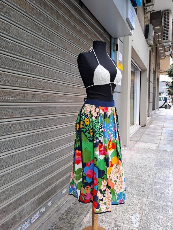 80's vintage silk floral midi skirt - Image 5