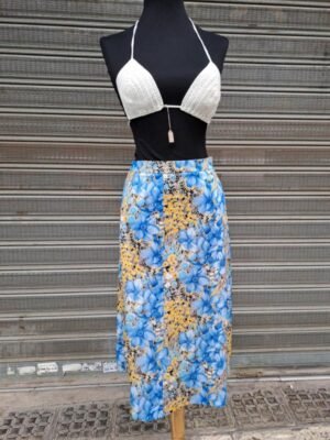 70's vintage A line floral midi skirt