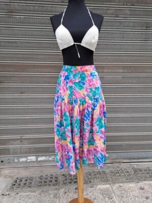 80's vintage floral midi skirt