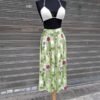 vintage viscose floral light green pleated midi skirt