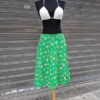 70s vintage A line green floral skirt