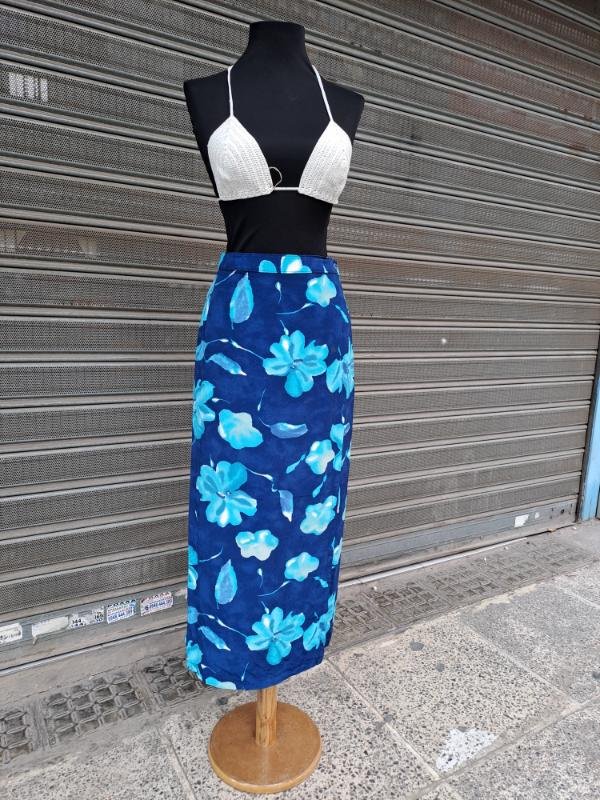 vintage cotton floral wrap skirt - Image 2