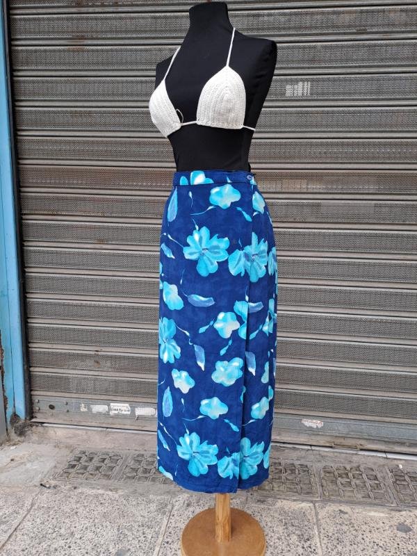 vintage cotton floral wrap skirt