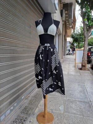 Alternative view of vintage black & white patterned midi skirt