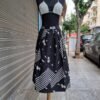 vintage black & white patterned midi skirt