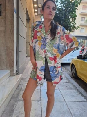 vintage viscose sheer floral shirt