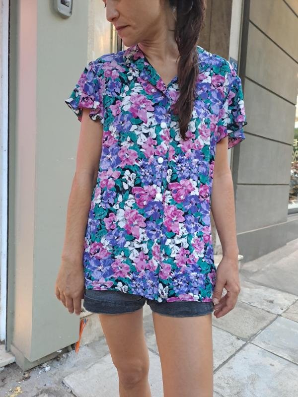 vintage viscose floral shirt (pink,purple,lilac)