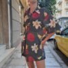 vintage viscose sheer floral khaki shirt