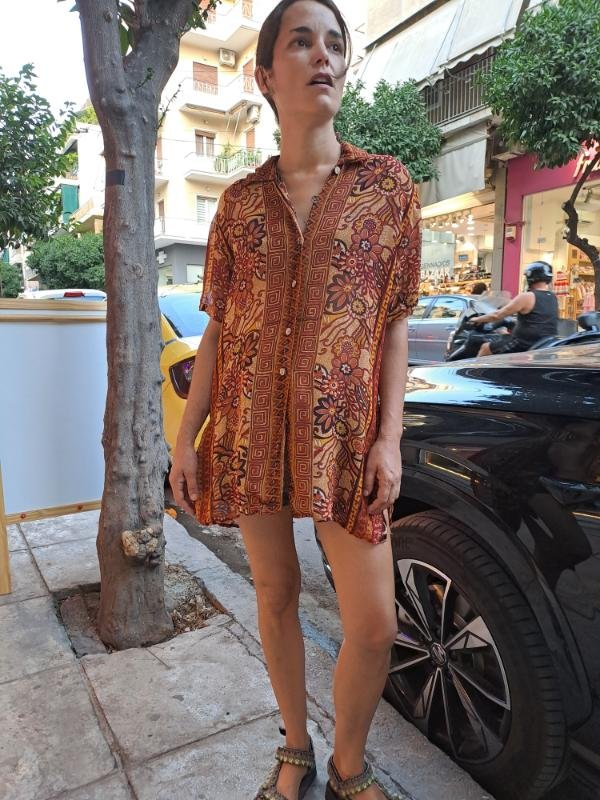 vintage Rene Derhy viscose boho shirt with back buttons - Image 2