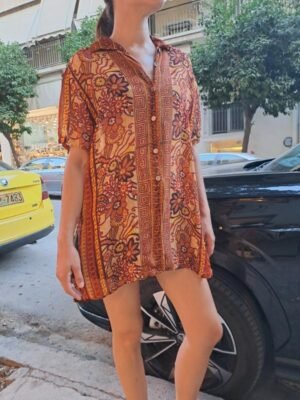 vintage Rene Derhy viscose boho shirt with back buttons
