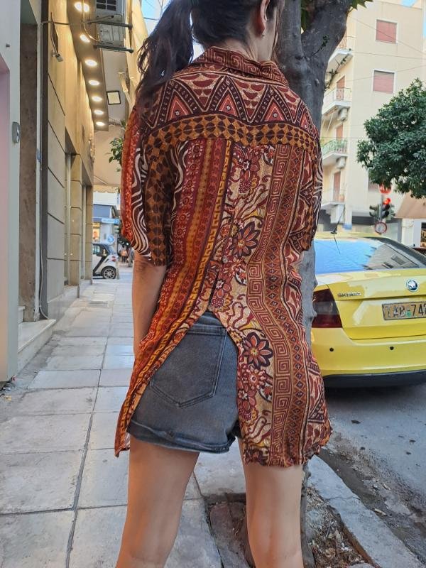 vintage Rene Derhy viscose boho shirt with back buttons - Image 5