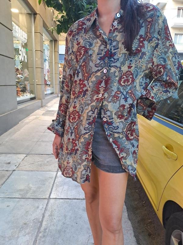 vintage sheer patterned shirt - Image 4