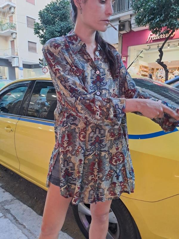 vintage sheer patterned shirt - Image 5