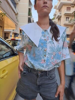 vintage floral shirt with sailor colar
