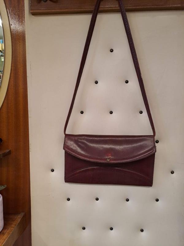 vintage leather burgundy envelope/shoulder bag - Image 4