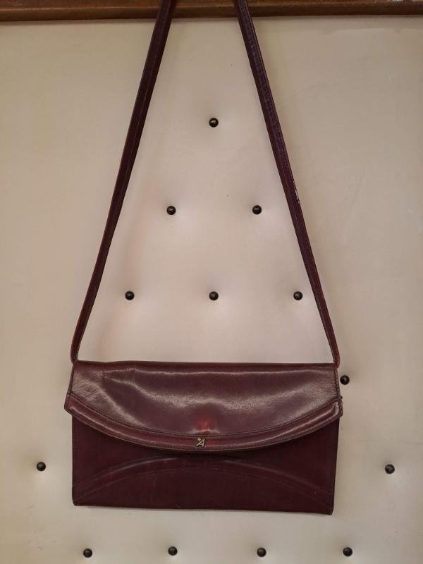vintage leather burgundy envelope/shoulder bag - Image 3