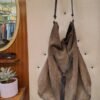 vintage suede light khaki shoulder bag