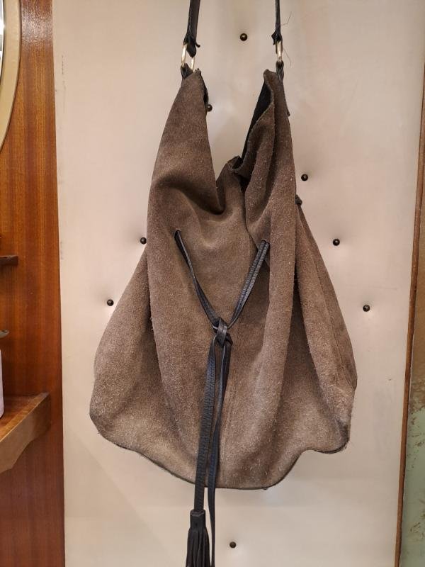 vintage suede light khaki shoulder bag - Image 3