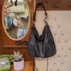 vintage leather black cross over bag
