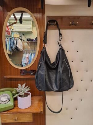 vintage leather black cross over bag