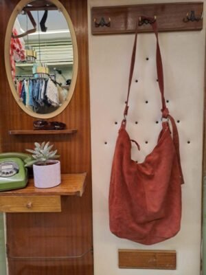 vintage suede brick red shouler bag