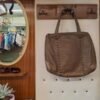 vintage leather brown square hand bag