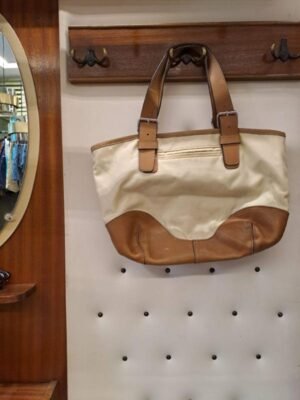 vintage Bogner hand bag with leather details