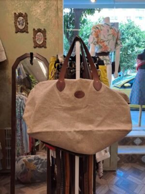 vintage canvas beige travel bag