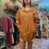 vintage leather caramel long jacket