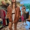 vintage cinnamon long leather jacket