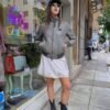 vintage Y2K grey leather bomber jacket