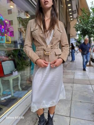 vintage belted beige suede jacket/blazer